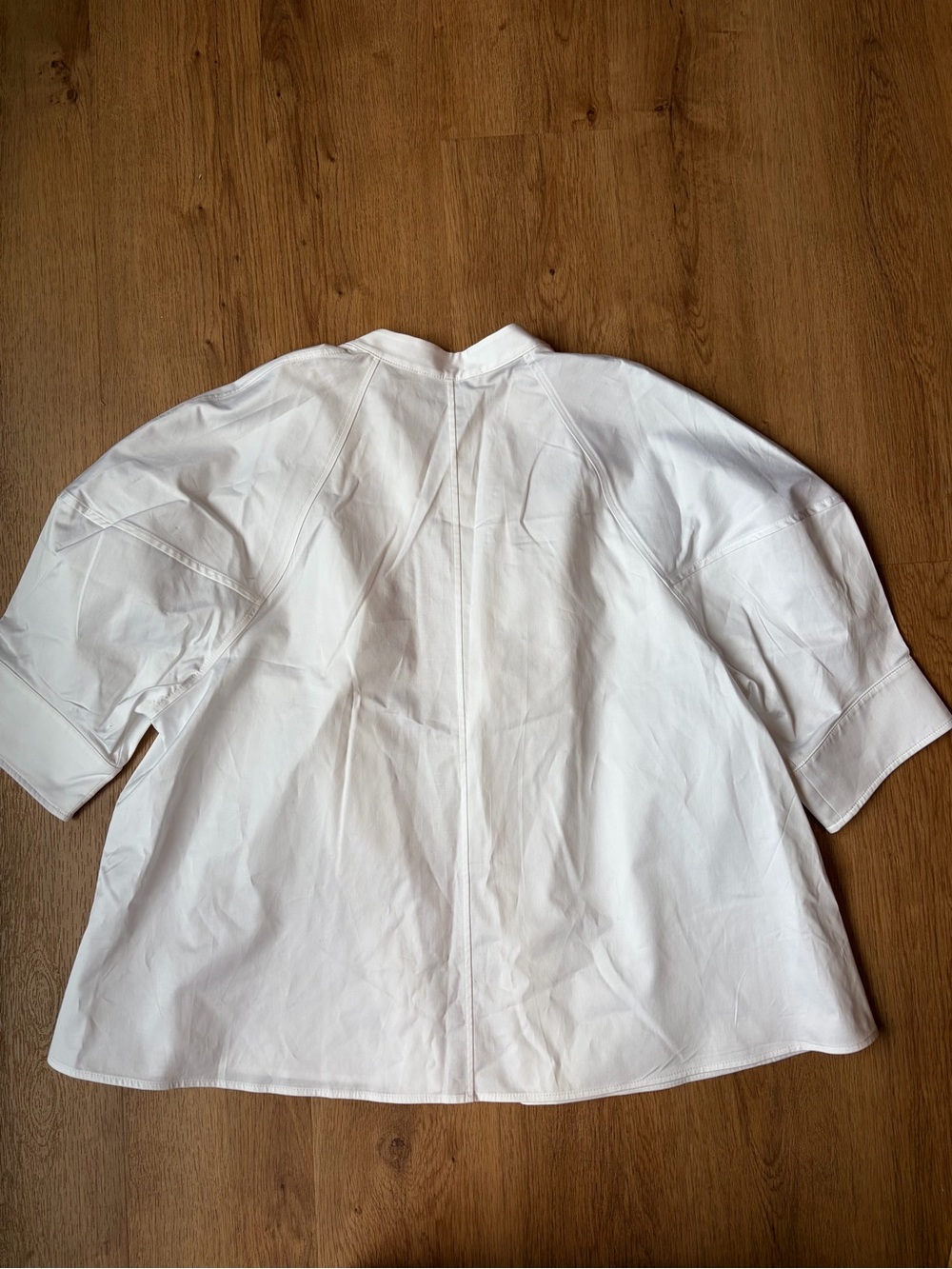 COS Puff Sleeve Blouse White Cotton Poplin Hidden Placket Band Collar US 8 - Picture 9 of 9